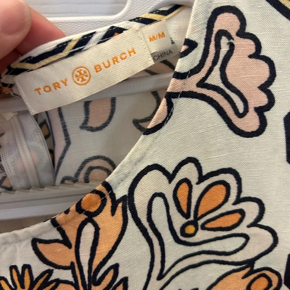 Tory Burch Hicks Garden Party Mini Dress Cover Up Shift Floral Summer Size M - Picture 7 of 7